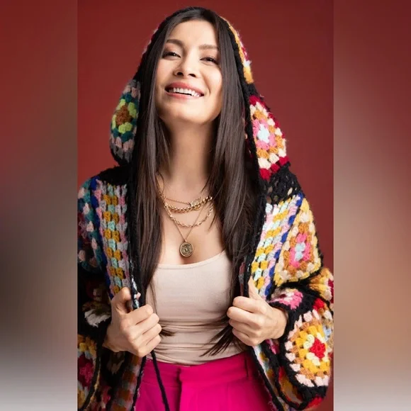 ♥️ 2X HOST PICK ♥️ SAACHI granny square duster with hood S/M - Picture 6 of 8